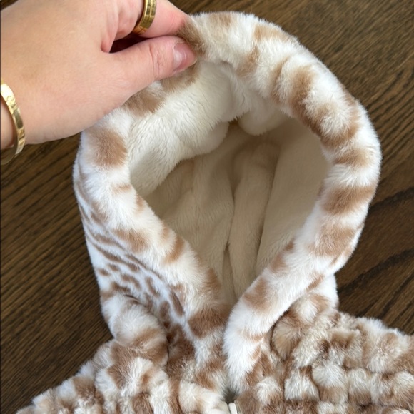 Cozy Tan and Cream Faux Fur Baby Coat - Picture 5 of 8